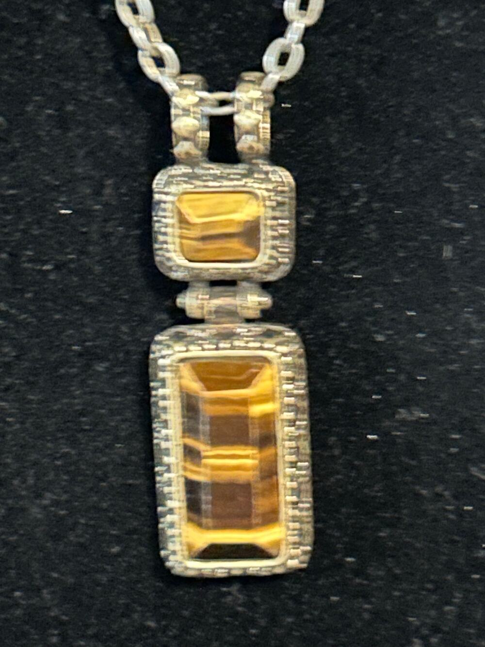 Lia Sophia 30" Tiger's Eye Bead Necklace Chatoyant Golden Brown Statement